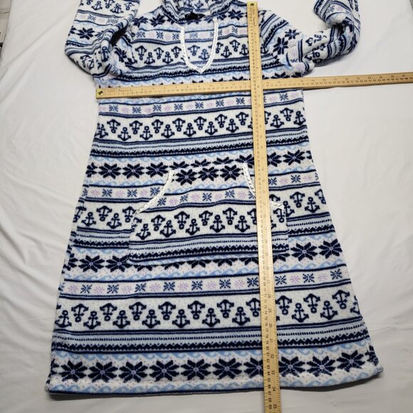 Nautica Womens Sweater Dress Hoodie Size Medium Fleece Anchor Print 3/4 Sleeve - Picture 14 of 14
